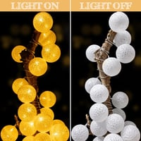 LED Pamutgömb Fényfüzér 6m - 20 LED Világítás Hálószobába, 6cm Átmérőjű Gömbökkel, 8 Világítási Móddal - Beltéri Dekoráció Esküvőre, Karácso 6