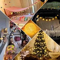 LED Pamutgömb Fényfüzér 6m - 20 LED Világítás Hálószobába, 6cm Átmérőjű Gömbökkel, 8 Világítási Móddal - Beltéri Dekoráció Esküvőre, Karácso 7