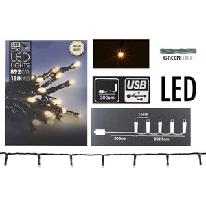 LED USB traka - 120 LED, toplo bijela – paket od 3 komada