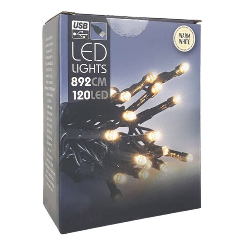 LED USB világítás 120 LED meleg fehér szalag