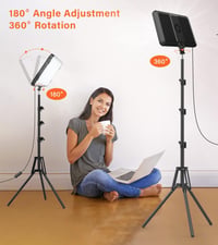 LED Videó Lámpa Szett (2 db) – 2500–8500K Állítható Fényerő, 160 cm Állvánnyal, USB-s Stúdiólámpa Videóhoz, YouTube-hoz, Fotózáshoz 4