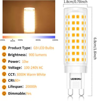 LEDBOKLI G9 LED Izzó Dimmelhető Meleg Fehér 10W 3000K - 100W Halogén Helyettesítő, 900 Lumen, Energiatakarékos Kis Izzó, 5 Darabos 2