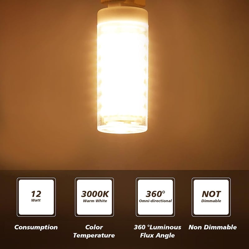 LEDBOKLI G9 LED Izzó Meleg Fehér 12W 3000K - 100W Halogén Helyettesítő, 1100 Lumen Energiatakarékos Villanykörte 360° Fényszög