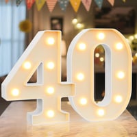 Cifră luminoasă LED Ledido "40", decorațiune luminoasă cu lumină albă caldă și rece, pentru aniversări, nunți și petreceri, funcționează cu baterii, ornament de masă sau de perete 1