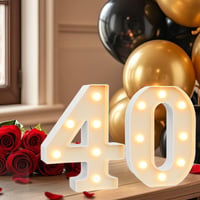 Cifră luminoasă LED Ledido "40", decorațiune luminoasă cu lumină albă caldă și rece, pentru aniversări, nunți și petreceri, funcționează cu baterii, ornament de masă sau de perete 5