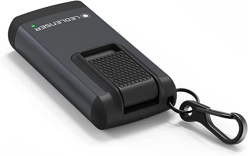 Ledlenser K6R 400 Lumen USB-s Újratölthető Kulcstartó Lámpa Piros Fénnyel Szürke