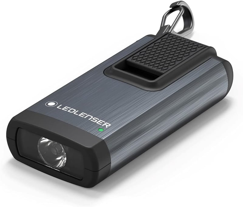 Ledlenser K6R 400 Lumen USB-s Újratölthető Kulcstartó Lámpa Piros Fénnyel Szürke