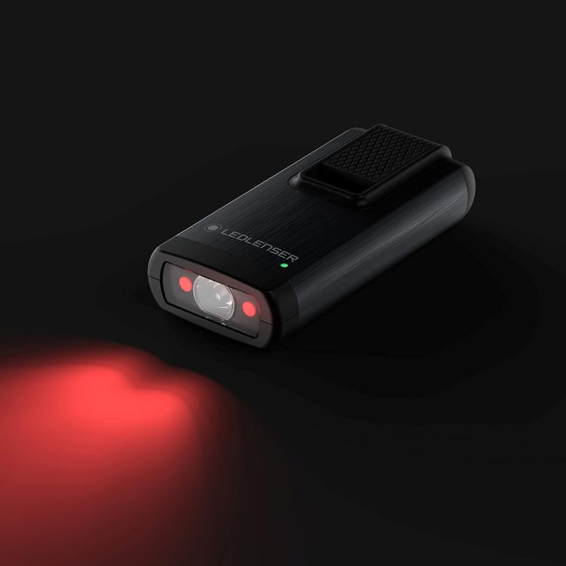 Ledlenser K6R 400 Lumen USB-s Újratölthető Kulcstartó Lámpa Piros Fénnyel Szürke