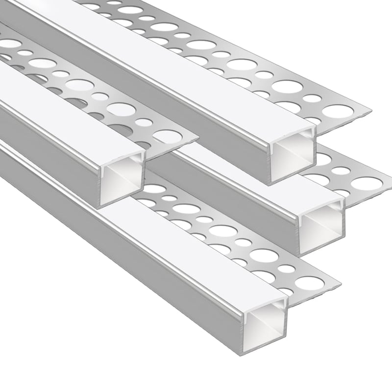 LEDLightsWorld Hliníkový LED profil pre 13 mm LED pásik, 4 ks, 1 m, mliečny difúzor — hliníkový profil je ohnutý (stav: viď 2. obrázok)