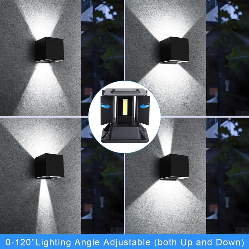 ledmo 4 db LED fali lámpa 20W kültéri/beltéri IP65 vízálló fekete 6000K hideg fehér