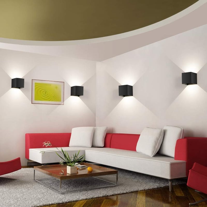 ledmo 8 darabos LED fali lámpa 12W IP65 vízálló kültéri beltéri fehér 4000K - Black 4000k-8pcs