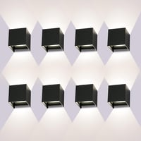 ledmo 8 darabos LED fali lámpa 12W IP65 vízálló kültéri beltéri fehér 4000K - Black 4000k-8pcs 1