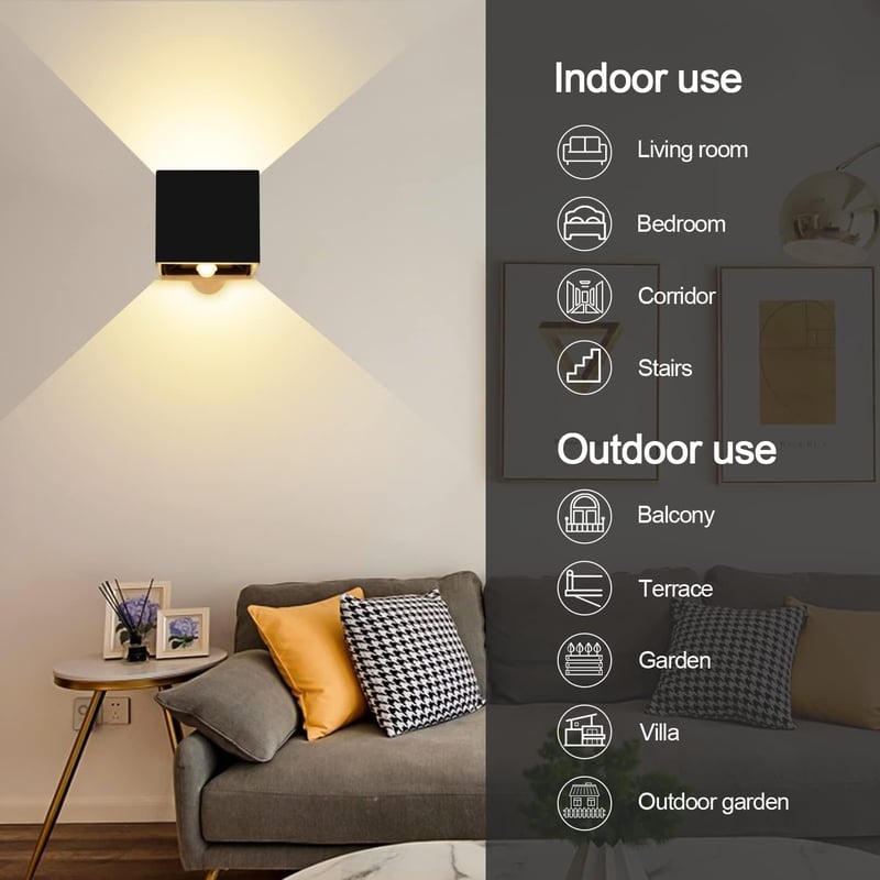 LEDMO LED Kültéri Fali Lámpa Mozgásérzékelővel 20W IP65 Vízálló 3000K Meleg Fehér 4db