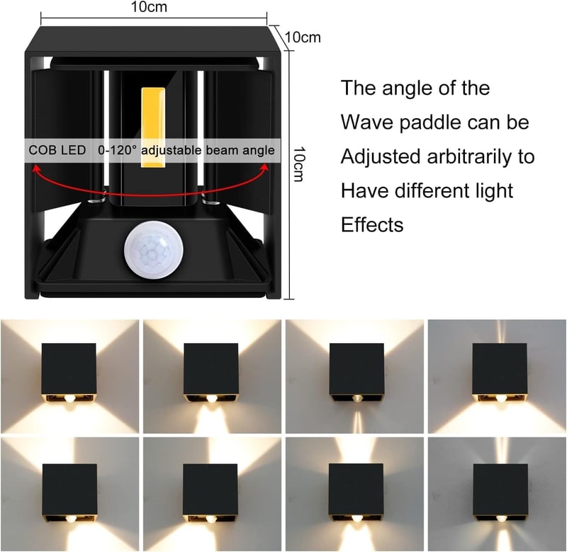 LEDMO LED Kültéri Fali Lámpa Mozgásérzékelővel 20W IP65 Vízálló 3000K Meleg Fehér 4db