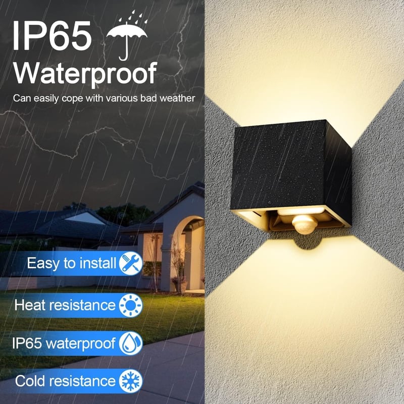 LEDMO LED Kültéri Fali Lámpa Mozgásérzékelővel 20W IP65 Vízálló 3000K Meleg Fehér 4db