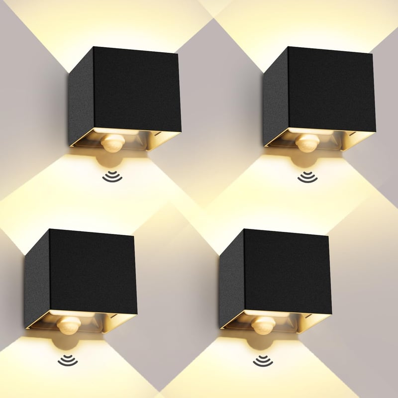 LEDMO LED Kültéri Fali Lámpa Mozgásérzékelővel 20W IP65 Vízálló 3000K Meleg Fehér 4db
