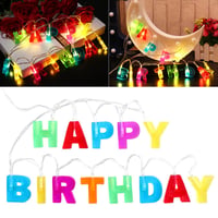 LEDMOMO Ghirlandă luminoasă „Happy Birthday” cu 13 LED-uri, funcționare pe baterii, decorațiune interioară pentru Crăciun și petreceri aniversare, multicoloră 1