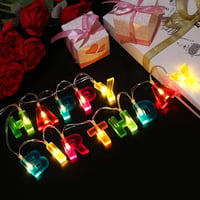 LEDMOMO Ghirlandă luminoasă „Happy Birthday” cu 13 LED-uri, funcționare pe baterii, decorațiune interioară pentru Crăciun și petreceri aniversare, multicoloră 9