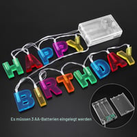 LEDMOMO Ghirlandă luminoasă „Happy Birthday” cu 13 LED-uri, funcționare pe baterii, decorațiune interioară pentru Crăciun și petreceri aniversare, multicoloră 2