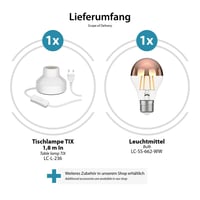 Lampă de masă din porțelan ledscom.de TIX cu întrerupător pe fir, albă + bec LED 839lm, lumină alb cald 4