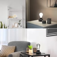 Lampă de masă din porțelan ledscom.de TIX cu întrerupător pe fir, albă + bec LED 839lm, lumină alb cald 3