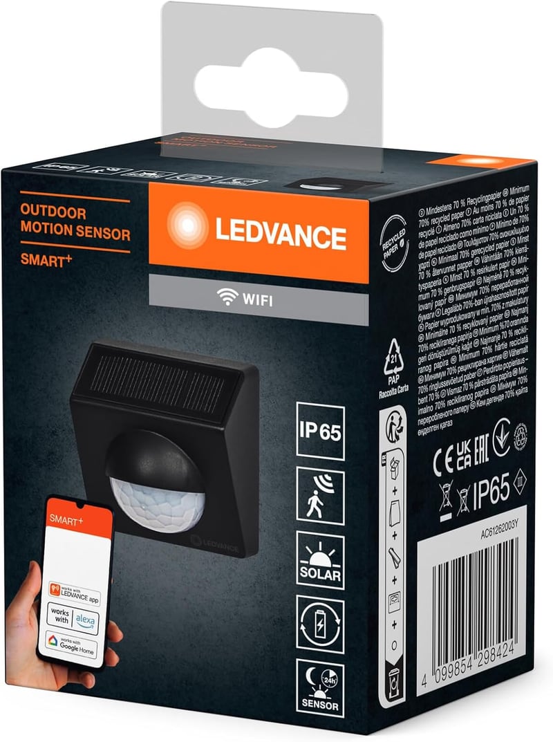LEDVANCE SMART+ Kültéri Mozgásérzékelő WiFi és Napelem Technológiával Szürke
