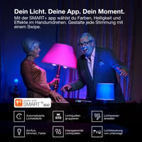 LEDVANCE Smart+ Matter LED žiarovka, E27, 9W, 806 lm, RGBW farebné a biele svetlo, dizajn Matt Frost, kompatibilná s Google, Alexa a Apple, aplikácia a 10