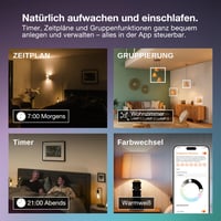 LEDVANCE Smart+ Matter LED žiarovka, E27, 9W, 806 lm, RGBW farebné a biele svetlo, dizajn Matt Frost, kompatibilná s Google, Alexa a Apple, aplikácia a 8