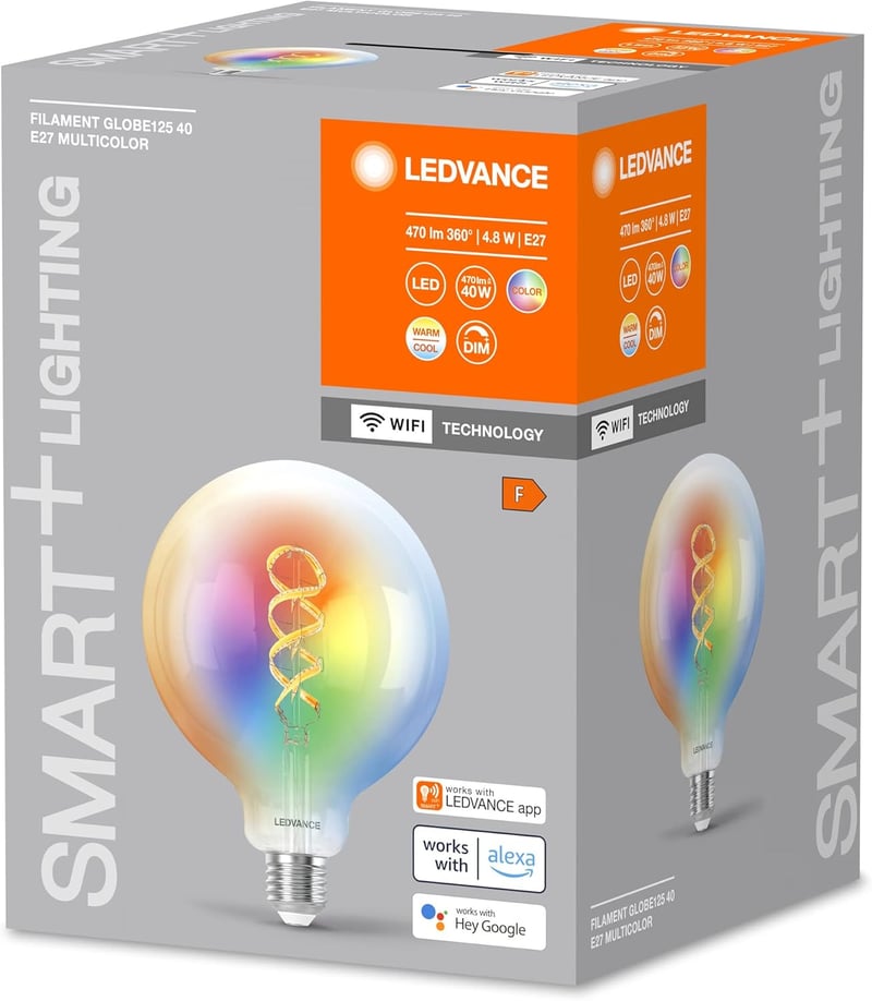 LEDVANCE SMART+ WiFi LED izzó E27 4.8W 470lm gömb forma dimmer app vezérlés - Single-Pack, Globe