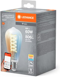 LEDVANCE SMART+ WiFi LED izzó E27 8W 806lm Edison forma dimmelhető fehér fény - Single-Pack, Clear Glass 5
