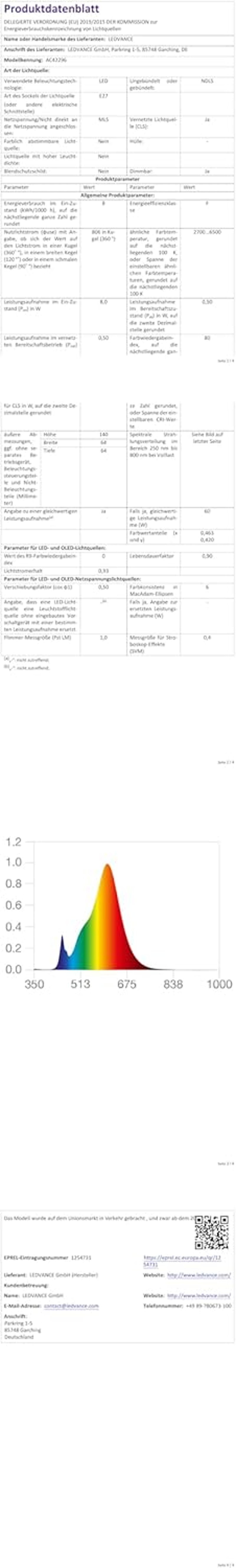 LEDVANCE SMART+ WiFi LED izzó E27 8W 806lm Edison forma dimmelhető fehér fény - Single-Pack, Clear Glass