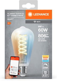 LEDVANCE SMART+ WiFi LED izzó E27 8W 806lm Edison forma dimmelhető fehér fény - Single-Pack, Clear Glass 6