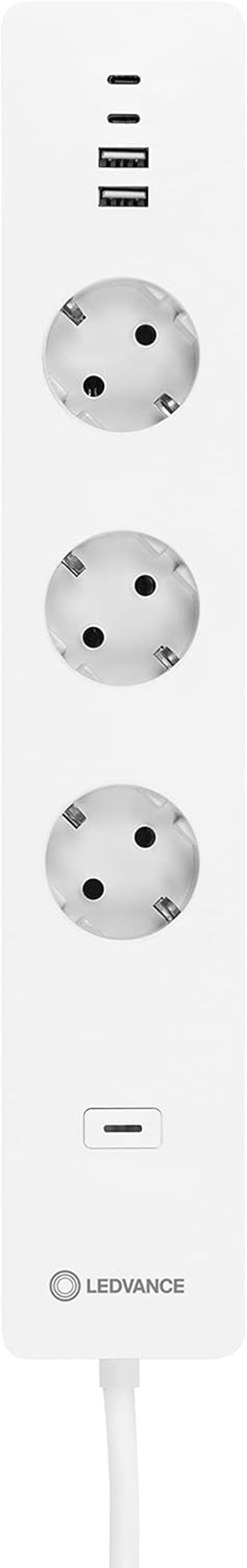 LEDVANCE Smart WiFi Okos Elosztó 3 Aljzat USB Portokkal Túlfeszültség Védelem - Pack of 1, Indoor-Cabled, WiFi