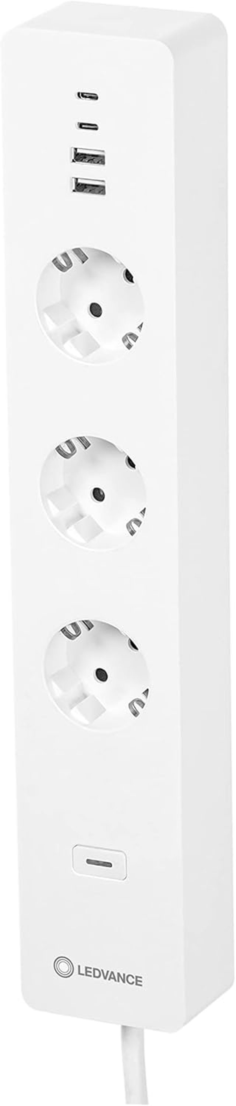 LEDVANCE Smart WiFi Okos Elosztó 3 Aljzat USB Portokkal Túlfeszültség Védelem - Pack of 1, Indoor-Cabled, WiFi