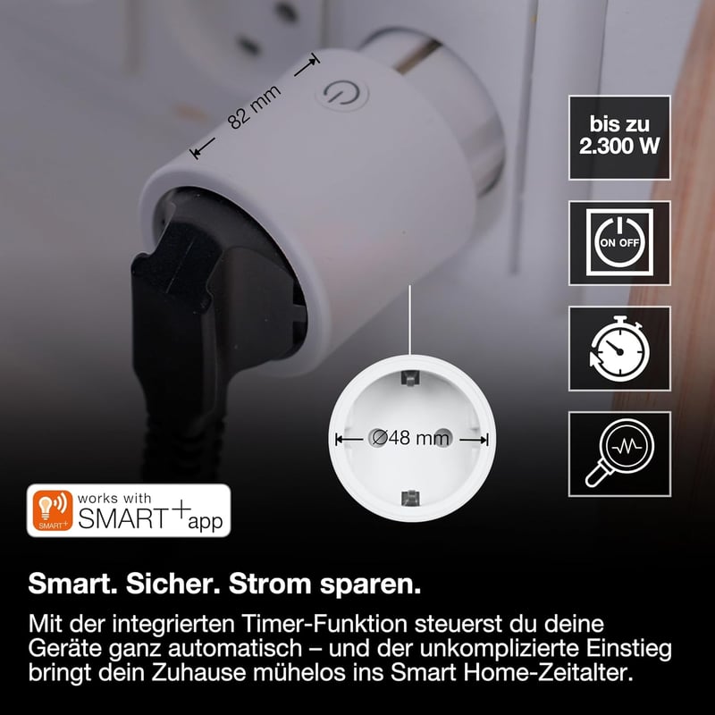 LEDVANCE SMART+ WiFi okos konnektor, fehér, Alexa és Google kompatibilis