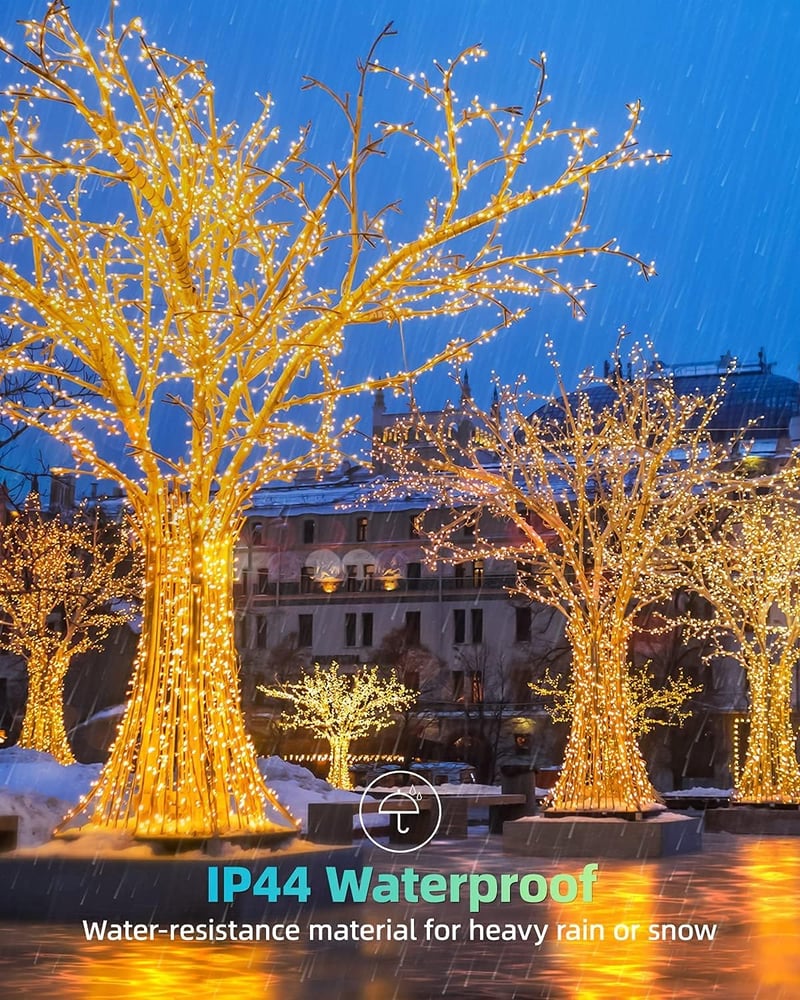 LEDYA 20m 200 LED Karácsonyi Fényfüzér Meleg Fehér 8 Mód Memória Vízálló IP44 - 20 m