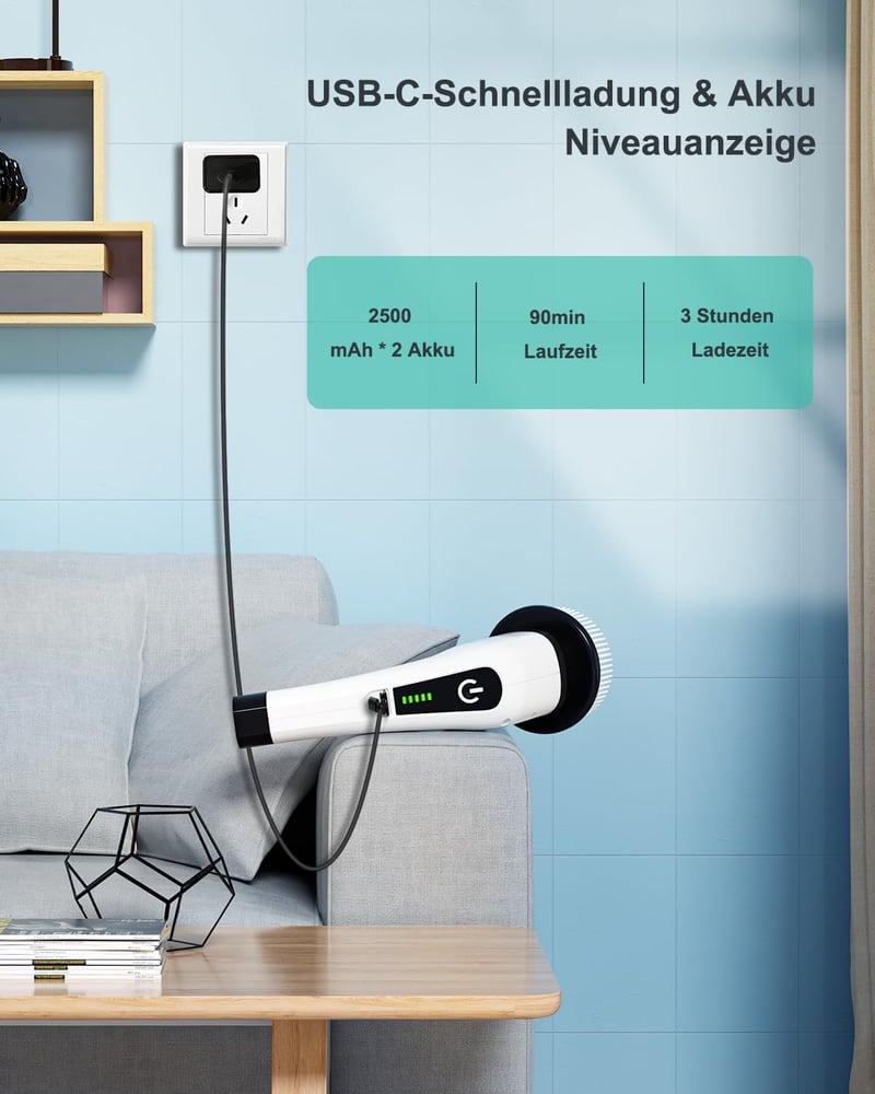 Leebein Elektromos Tisztítókefe Vezeték Nélküli 8 Fej Fürdőszoba Konyha Autó