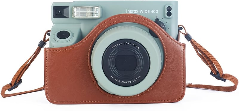 Leebotree Fujifilm Instax Wide 400 bőr tok barna, állítható pánt