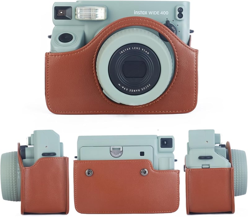 Leebotree Fujifilm Instax Wide 400 bőr tok barna, állítható pánt