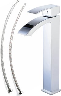 Leekayer Fürdőszobai Mosdó Csaptelep Vízesés Kifolyó Króm Bevonattal Egylyukú Szerelés Modern Design Cink Anyag 9