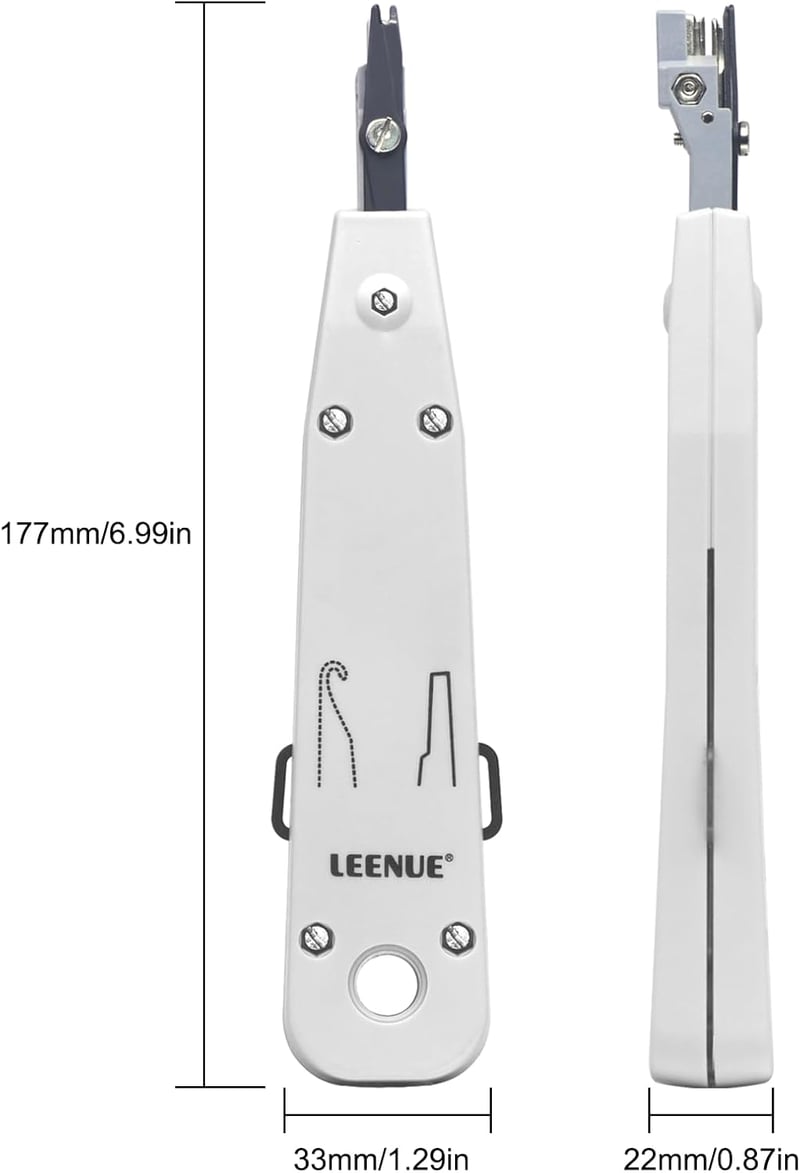 LEENUE LSA Insertion Tool, LSA Plus Insertion Tool Crown, Network Tool for Ethernet RJ45 Network Socket Cat7/Cat6/Ca6A and Telephone Cable RJ11, Data Transfer Tool with Hook and Blade Grey