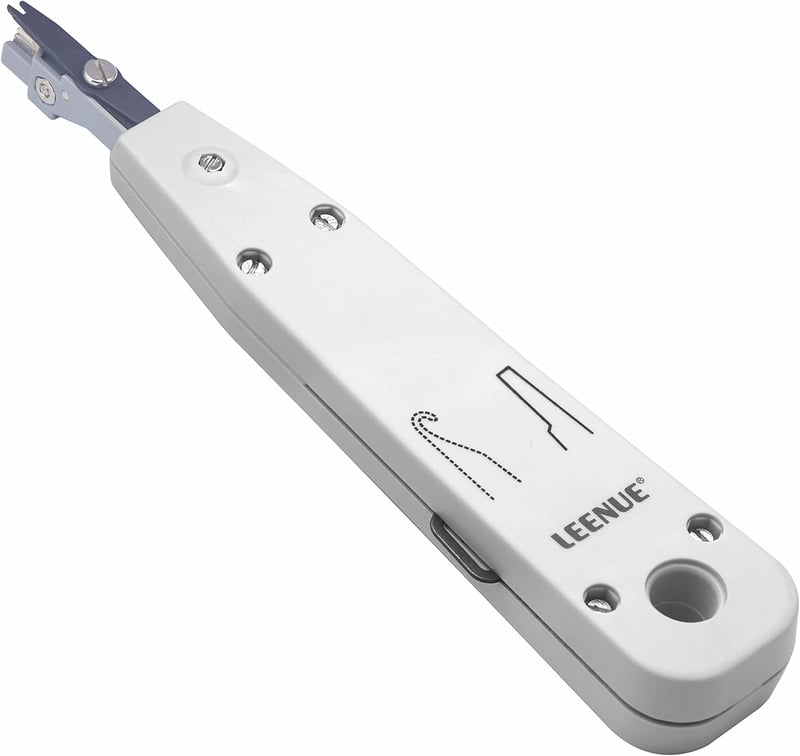 LEENUE LSA Insertion Tool, LSA Plus Insertion Tool Crown, Network Tool for Ethernet RJ45 Network Socket Cat7/Cat6/Ca6A and Telephone Cable RJ11, Data Transfer Tool with Hook and Blade Grey