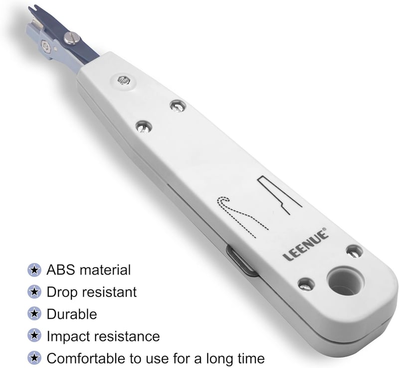 LEENUE LSA Insertion Tool, LSA Plus Insertion Tool Crown, Network Tool for Ethernet RJ45 Network Socket Cat7/Cat6/Ca6A and Telephone Cable RJ11, Data Transfer Tool with Hook and Blade Grey