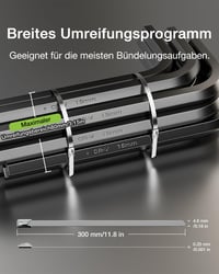 LEENUE Rozsdamentes acél kábelkötegelő 100 db, önzáró rögzítő pánt 300 x 4,6 mm, ezüst láncszem kerítés és kipufogócsőhöz 5