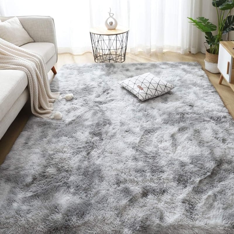 Leesentec puha hosszú szálas shaggy szőnyeg gyerekszobába csúszásgátló nagy méret 200 x 250 cm szürke-fehér nappali hálószoba