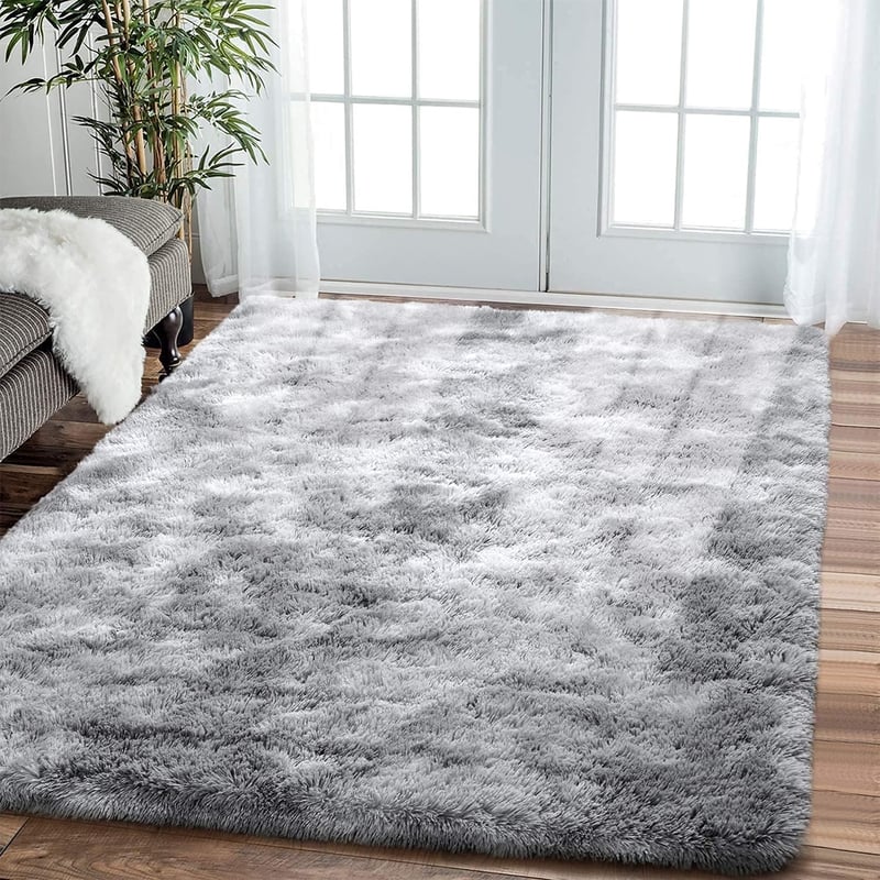 Leesentec puha hosszú szálas shaggy szőnyeg gyerekszobába csúszásgátló nagy méret 200 x 250 cm szürke-fehér nappali hálószoba