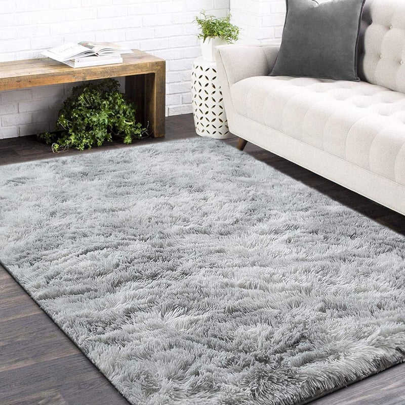 Leesentec puha hosszú szálas shaggy szőnyeg gyerekszobába csúszásgátló nagy méret 200 x 250 cm szürke-fehér nappali hálószoba