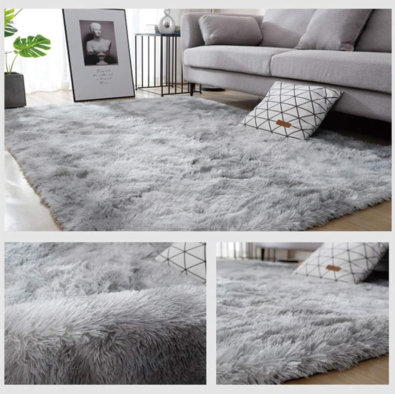 Leesentec puha hosszú szálas shaggy szőnyeg gyerekszobába csúszásgátló nagy méret 200 x 250 cm szürke-fehér nappali hálószoba