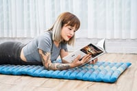Leewadee Görgős Thai fektetőszőnyeg Vendégmatrac Jóga és Masszázs Szőnyeg Öko természetes Kék szürke 5
