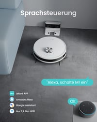 Lefant M1 2 u 1 robotski usisavač i uređaj za brisanje podova, 5500Pa, LiDAR navigacija, mapiranje više katova, WiFi, Alexa, bijeli 8